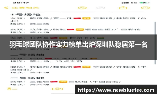 羽毛球团队协作实力榜单出炉深圳队稳居第一名